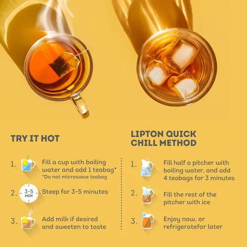 Vista 6 de Lipton Etiqueta Amarilla Mezcla Internacional Bolsas de Té Lipton Té Negro Calidad Premium 200 Gramos (Paquete de 1)