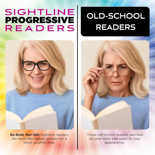 Vista 7 de Sightline Progressive Multifocus Reading Glasses for Men and Women Readers 6000