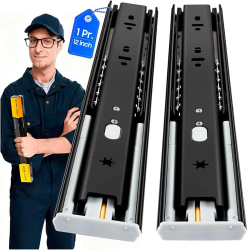 Vista 18 de YENUO - Deslizadores de cajón de extensión completa de montaje lateral de 10 12 14 16 18 20 22 24 pulgadas con rodamiento de bolas, rieles de cajón