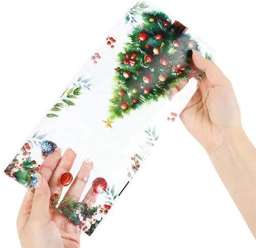 Vista 3 de Bolsas de regalo de celofán de Navidad DIYASY, 180 piezas, bolsas de golosinas de Navidad, bolsas de plástico transparentes para caramelos, bolsas