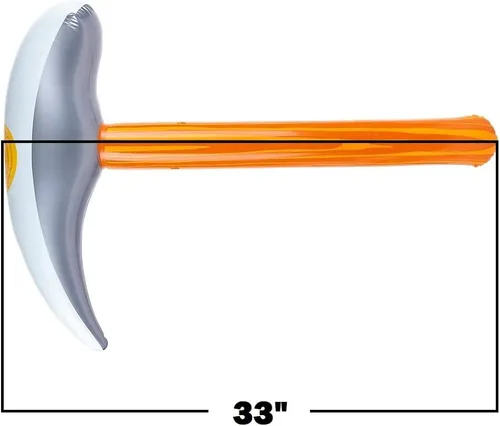 Vista 6 de Pick Axe Inflate (33") Madera y Color Plata. Juguete Inflable Herramienta para Niños. Recuerdo de Fiesta