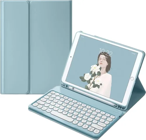 Vista 16 de Funda de teclado con teclas redondas y bonitas para iPad de 10.2" 9ª generación/8ª generación/7ª generación, para iPad Pro 10.5 / Air 3ª