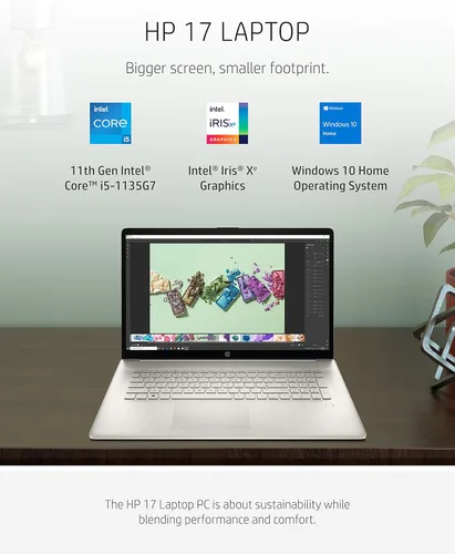 Vista 2 de HP 17 PC portátil, Intel Core i5-1135G7 de 11ª generación, 8 GB de RAM, 512 GB de almacenamiento, pantalla IPS Full HD de 17.3 pulgadas, Windows 10
