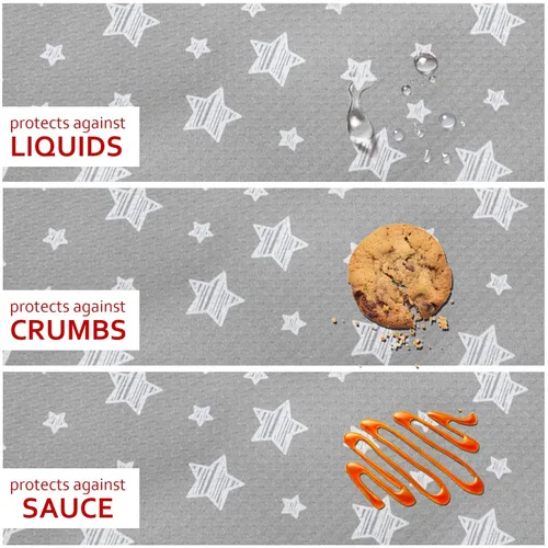Vista 5 de Tapete de salpicaduras para debajo de la silla alta, paquete de 2, tapete antideslizante para salpicaduras, 42 x 46 pulgadas, impermeable, portátil