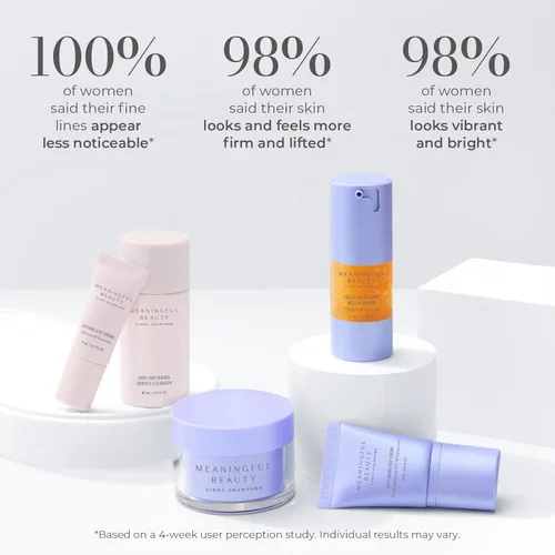 Vista 7 de Meaningful Beauty Essentials Skincare System Advanced Formula Starter Kit, with Melon Super Antioxidants, Includes Youth Activating Melon Serum, Day