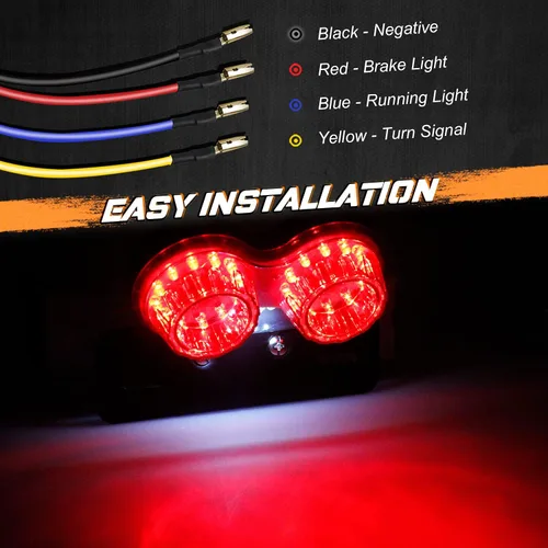 Vista 4 de NTHREEAUTO Luz trasera LED para motocicleta con freno integrado y señales de giro, luces de matrícula, luz trasera universal compatible con Honda