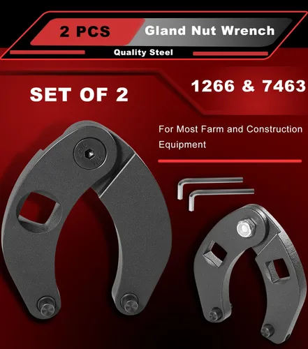 Vista 2 de Camoo 2 pcs Adjustable Gland Nut Wrench Set 1266 & 7463 Universal Hydraulic Cylinder Spanner Wrench Adjustable, Remove & Install Gland Nuts For Most