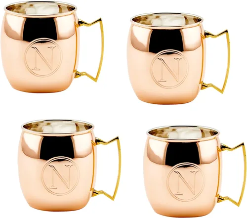 Vista 5 de Old Dutch International Taza sólida Moscow Mule, 16 onzas, monograma A, cobre