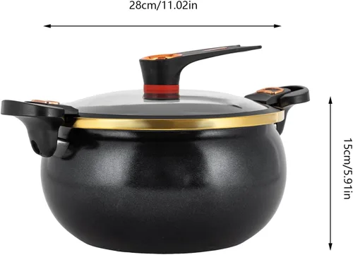 Vista 2 de Olla de micro presión, olla antiadherente multifunción de 8 litros, olla de cocción a presión eléctrica con tapa transparente y asas prácticas, olla