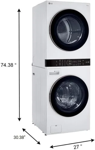 Vista 4 de LG WashTower Centro de Lavandería Inteligente Apilado 4.5 Pies Cúbicos Lavadora de Carga Frontal y 7.4 Pies Cúbicos Secadora Eléctrica en Blanco