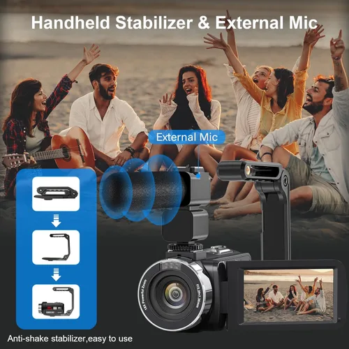 Vista 6 de Videocámara 8K Videocámara 64MP YouTube Vlogging Cámaras IR Visión Nocturna WiFi Videocámaras Webcam con Zoom Digital 18X Estabilizador de pantalla