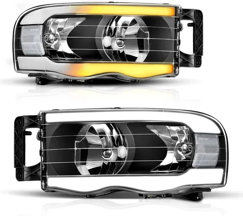 Vista 10 de DWVO Conjunto de faros LED DRL compatible con Dodge Ram 1500 1994-2001/Dodge Ram 2500 3500 94-02 de repuesto, carcasa negra