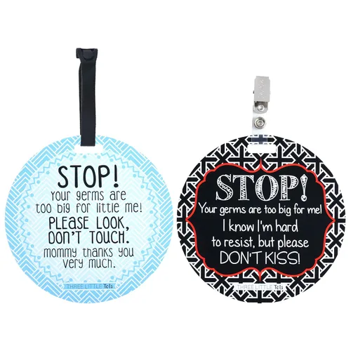 Vista 38 de Three Little Tots Paquete de dos señales de asiento de coche y cochecito de bebé en blanco y negro sin tocar - Seguridad probada por CPSIA