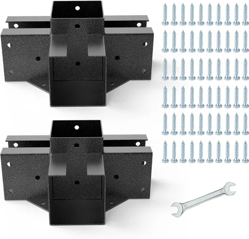 Vista 9 de Eapele 6 soportes de pérgola de techo inclinado de 15°, kit de pérgola de extensión de montaje en pared de techo de 3 vías, soporte de base de poste
