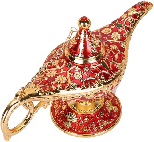WEISIPU Aladdin Magic Genie Lamps - Lámpara clásica vintage coleccionable para decoración del hogar, fiestas, Halloween y cumpleaños (verde)