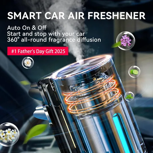 Vista 2 de Ambientador inteligente para coche y difusor de aceites esenciales, recargable por USB, encendido y apagado automático, con 6 aceites de alta