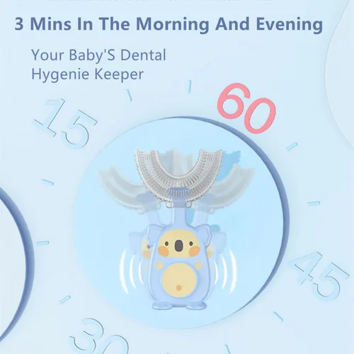 Vista 4 de Cepillo de dientes en forma de U 360 para niños pequeños, edad de 2-6, 2, 4, 4, 7 y 6 a 8 años, paquete de cabezal de cepillo de dientes