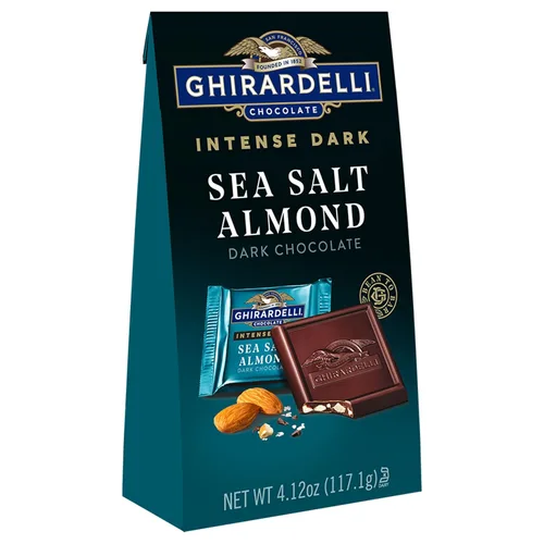 Vista 9 de Ghirardelli - Peso neto oscuro intenso, 19.14 onzas, chocolate negro 60% cacao, 72% cacao, chocolate negro sal marina velada con almendras
