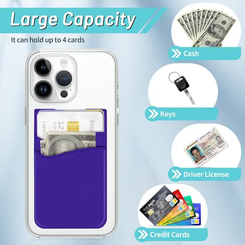 Vista 3 de SHANSHUI Soporte para tarjetas de teléfono, paquete de 3 fundas de silicona para tarjetas de crédito, tarjeta de visita, bolsillo para iPhone
