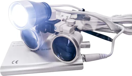 Vista 2 de 3.5X portátil 16.535 in quirúrgico binocular lupas vidrio óptico+LED faro astilla