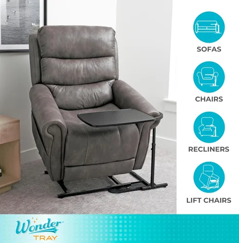 Vista 6 de Able Life, mesa con charola deslizante universal para mirar televisión. Mesa lateral de bambú giratoria, tamaño grande. Soporte para laptop