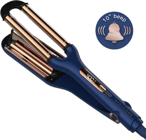 Vista 9 de MIRACOMB Hierro ondulado profundo de titanio, tecnología iónica, ajustes de calor digitales, apagado automático, doble voltaje
