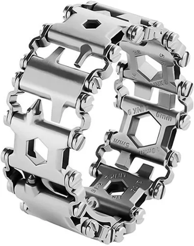 Vista 7 de Pulsera multiherramienta Lemasa 29 en 1, 22cm de acero inoxidable, correa de reloj para hombre de viaje al aire libre, pulsera de moda