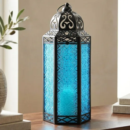 Vista 104 de VELA LANTERNS Farol portavelas decorativo, marroquí, gótico, morado, de 10.5 pulgadas, para mesa o colgar, decoración de Ramadán, decoración
