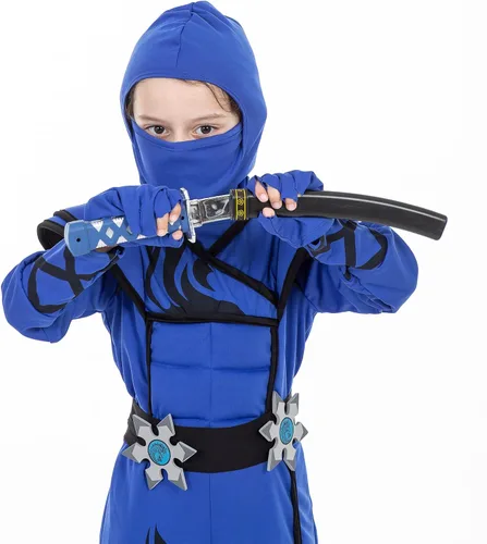 Vista 6 de Disfraz de ninja para niños con accesorios para niños, disfraces de Halloween, cumpleaños, juego de rol