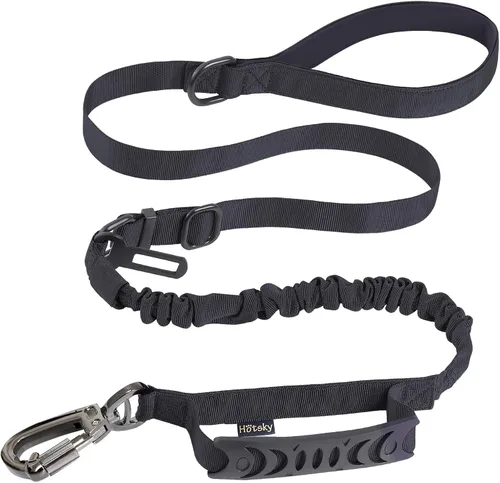 Vista 17 de Correa táctica Hotsky resistente para perros medianos y grandes que tiran, de 4-6 pies, correa elástica fuerte con absorción de golpes y sin
