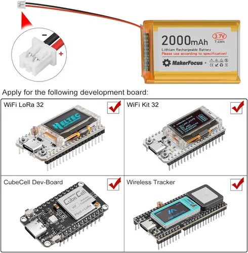 Vista 4 de 4pcs 3.7V 2000mAh 7.4Wh batería de polímero de litio 1S LiPo batería recargable con placa de protección y enchufe JST 1.25 para placa de desarrollo