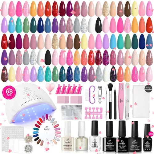 Vista 22 de Beetles - Kit de 69 esmaltes de uñas de gel con luz UV – Kit de esmalte de uñas de gel de 35 colores con base y capa superior brillante