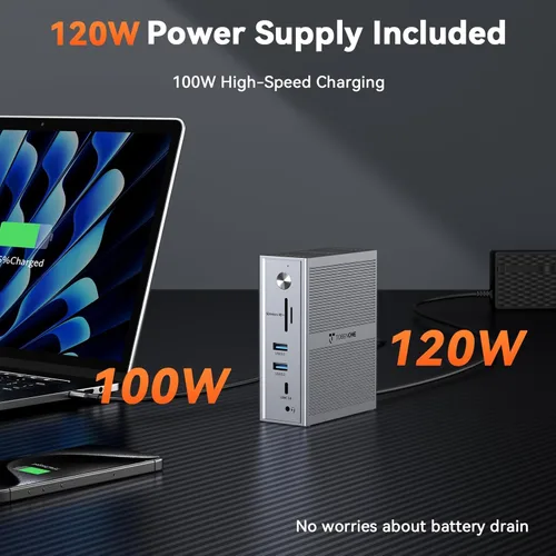 Vista 5 de TobenONE DisplayLink Docking Station 3 Monitors, 14-in-1 Triple Monitor Dock for M1-M5 MacBook/Mac mini, Windows, Chrome