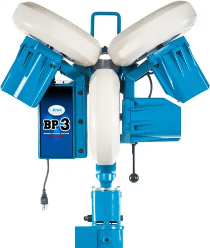 Jugs BP3 - Máquina de lanzamiento de béisbol con cambio: máquina de lanzamiento de 3 ruedas de última generación, velocidades de lanzamiento de