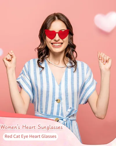 Vista 8 de Salfboy Gafas de sol de corazón para mujer, color caramelo, gafas de sol de despedida de soltera regalos de fiesta