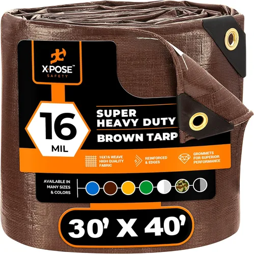Vista 21 de Xpose Safety - Lona protectora de polietileno de 4 x 20 pies, 16 mil o 0.4mm de grosor, resistente y reforzada para evitar desgarros, resistente a