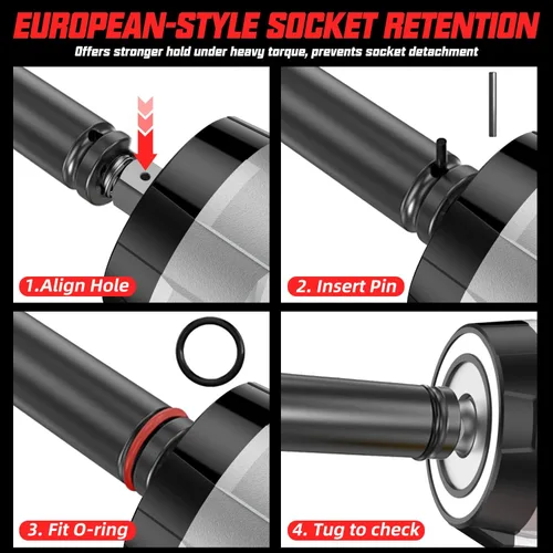 Vista 8 de Llave de impacto inalámbrica de 1/2 pulgada compatible con batería Milwaukee de 18 V, pistola de impacto de alto par de torsión de 1250 pies