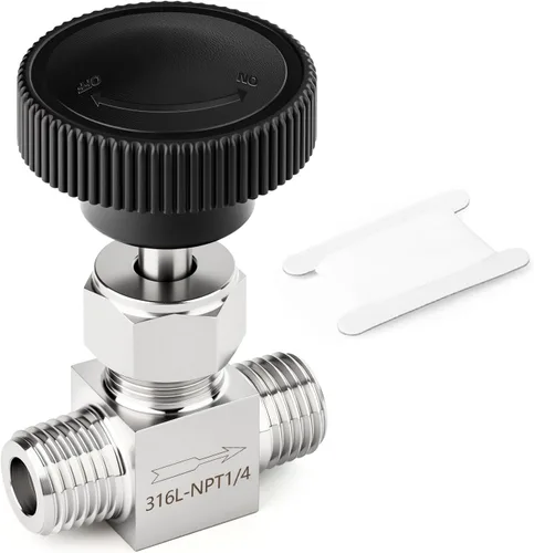 Vista 62 de TAISHER 1 pieza Válvula de aguja de 90 grados de acero inoxidable 304 de 1/4" hembra NPT para control de flujo de agua, gas, aceite con rosca