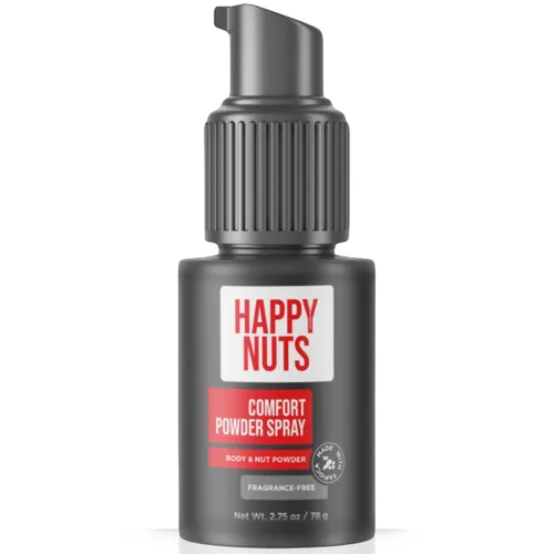 Happy Nuts Comfort - Desodorante en aerosol en polvo para hombres: defensa del sudor antirozaduras, control de olor, sin aluminio, regalo perfecto
