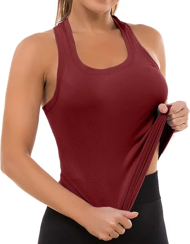Vista 13 de MathCat - Camisetas sin mangas para mujer, básicas, sin costuras, para entrenamiento, yoga, atléticas, con espalda cruzada, deportivas, para correr