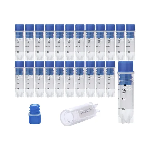 Cryoviales de 0.1 fl oz, tubos de almacenamiento con código lateral, viales de laboratorio de polipropileno con tapa azul, pequeños frascos de