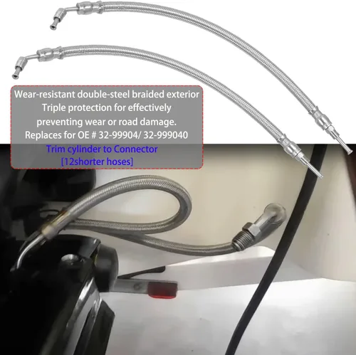 Vista 3 de Kit de manguera hidráulica de cilindro de ariete de ajuste eléctrico compatible con Mercruiser Alpha I 16-3/16 Gen II Bravo 1 2 3,9B-106 y 9B-116