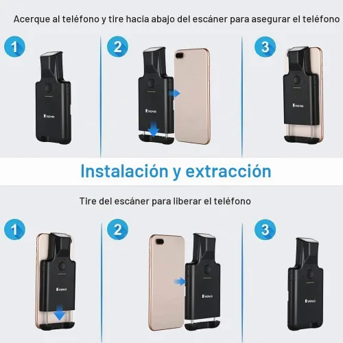 Vista 9 de Eyoyo - Escáner de código QR mejorado Bluetooth con clip trasero Android Portable Wireless 1D 2D UPC ISBN Inventory Barcode Reader, PDF417 Data