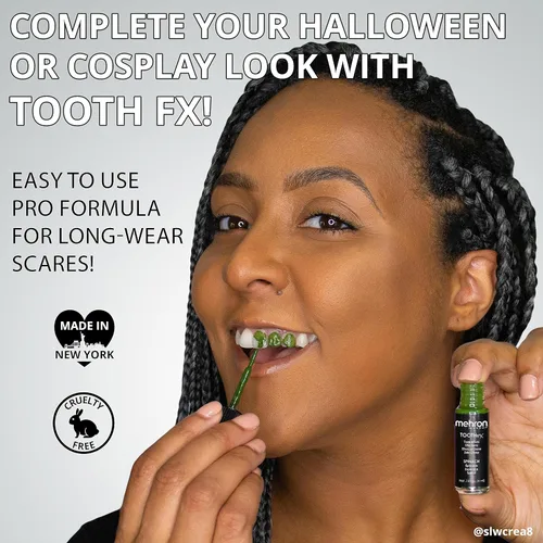 Vista 4 de Mehron Tooth FX pintura para dientes con cepillo, NEGRA para efectos especiales Halloween Películas - 25 onzas