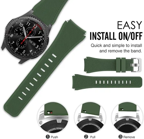 Vista 6 de KOMI Compatible con Samsung Galaxy Watch de 1.81 pulgadas (1.811 in), Gear S3 Frontier Classic Watch Band, correa de silicona suave de 0.866