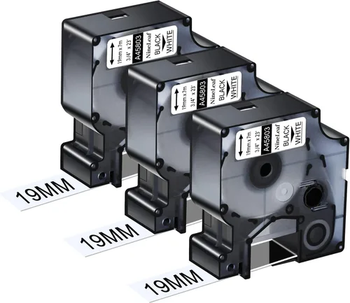 Vista 12 de NineLeaf 3 Pack Compatible for DYMO D1 45010 S0720500 Black on Clear 12mm 1/2'' x 23ft Label Tape Refill Work in DYMO LabelManager 160 210D 260P 280