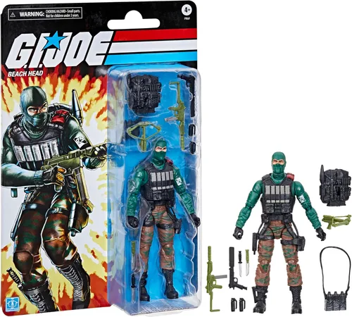 Vista 11 de G.I. Joe Classified Series Retro Cardback Beach Head, Figura de acción coleccionable de 6 pulgadas con 10 accesorios