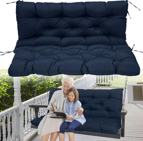 Vista 24 de Cojines de repuesto para columpio con respaldo, cojín de asiento para exteriores, cojines de banco de patio para muebles de exterior de 2 o 3