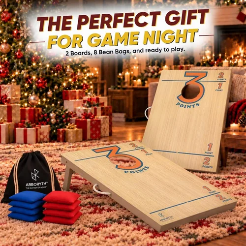 Vista 3 de Regulation Size Wooden Cornhole Board Set 4x2 or Portable 3x2 ft 250th Anniversary