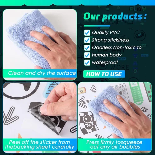 Vista 5 de 56 Pieces Gamer Wall Decals Gaming Controller Joystick Decals Removable Video Games Stickers Game Boy Wall Art for Bedroom Playroom Decoration